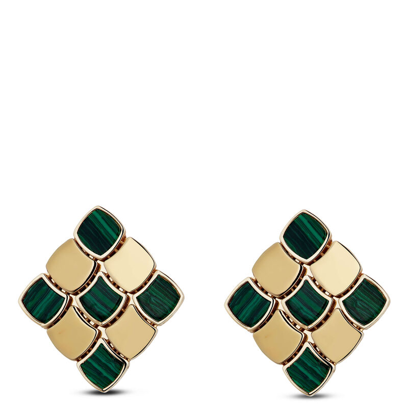 Toscano Flexy Checkerboard Malachite Earrings, 14K Yellow Gold image number 0