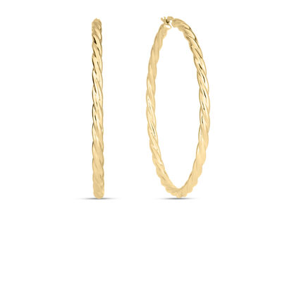 Roberto Coin 18k Yellow Designer Gold Large Twisted Hoop Earrings