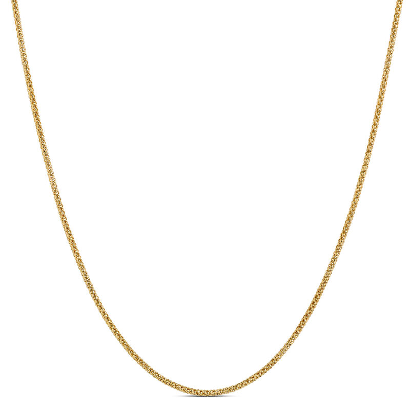 Popcorn Link Necklace with Slider Bead, 14K Yellow Gold image number 0