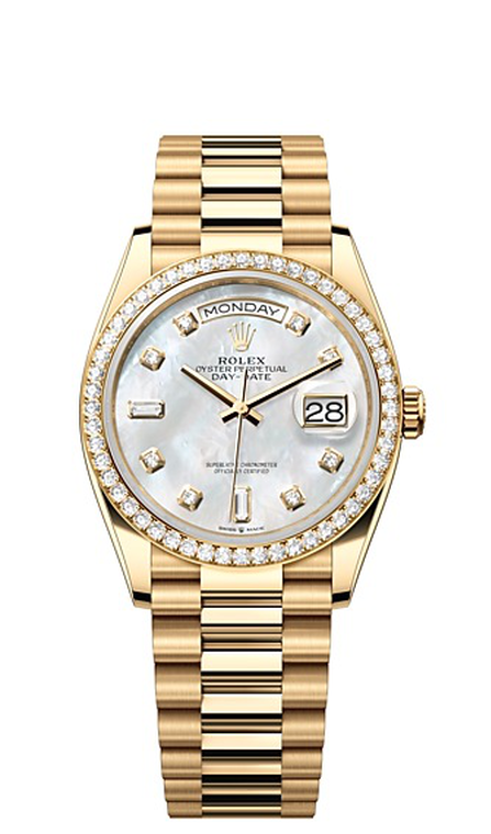 Rolex Day-Date 36 Day-Date Oyster, 36 mm, yellow gold and diamonds - M128348RBR-0017 at Ben Bridge