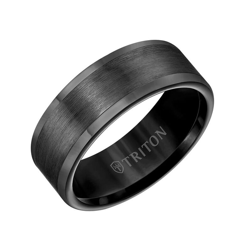 TRITON Contemporary Comfort Fit Satin Finish Band in Black Tungsten, 8 mm image number 0