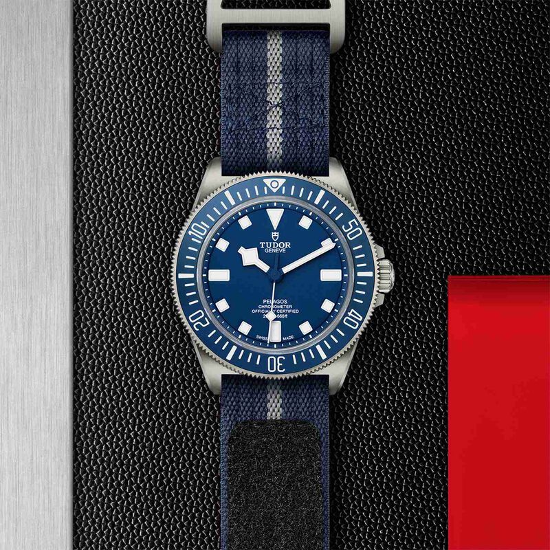 TUDOR Pelagos FXD Watch Titanium Case Blue Dial Fabric Bracelet, 42mm image number 1