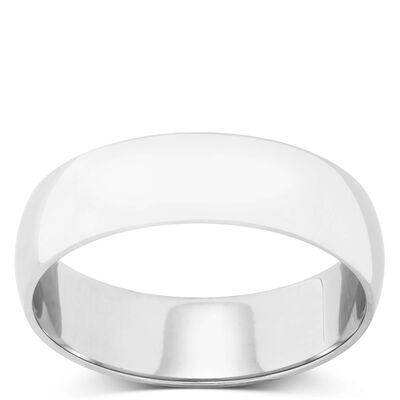 Polished Rounded 6mm Band in Platinum