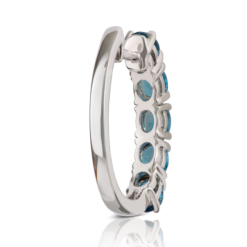 Oval Blue Topaz Hoop Earrings 14K image number 2