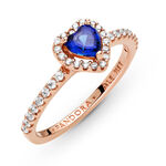 Pandora Sparkling Blue Elevated Heart Crystal & CZ Ring