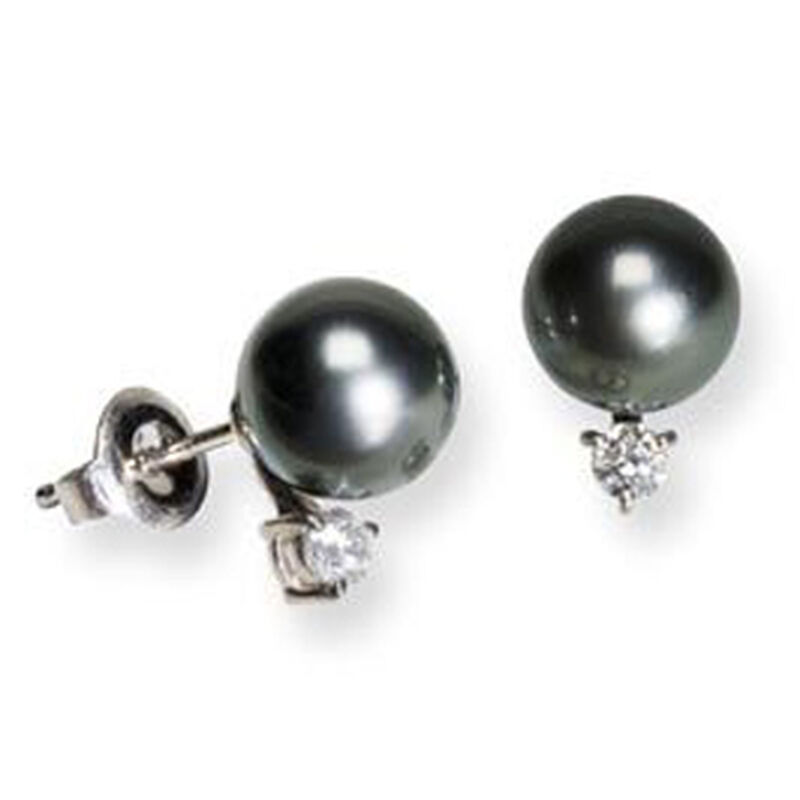 Mikimoto Tahitian Cultured Pearl & Diamond Earrings 18K image number 0