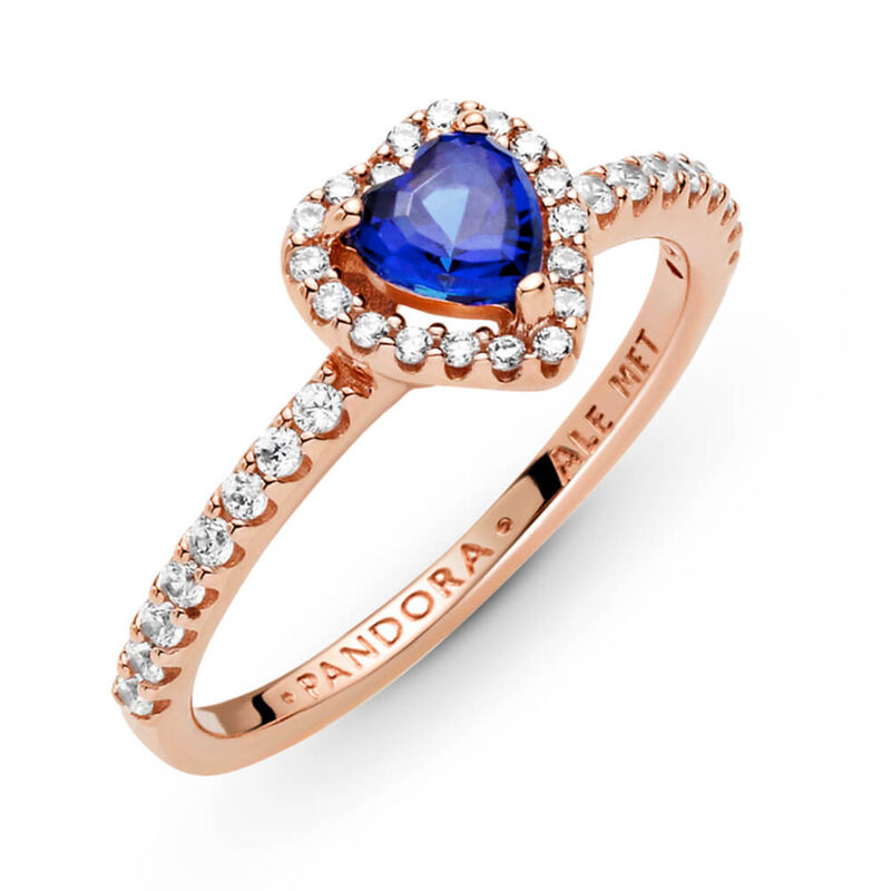 Pandora Sparkling Blue Elevated Heart Crystal & CZ Ring image number 3