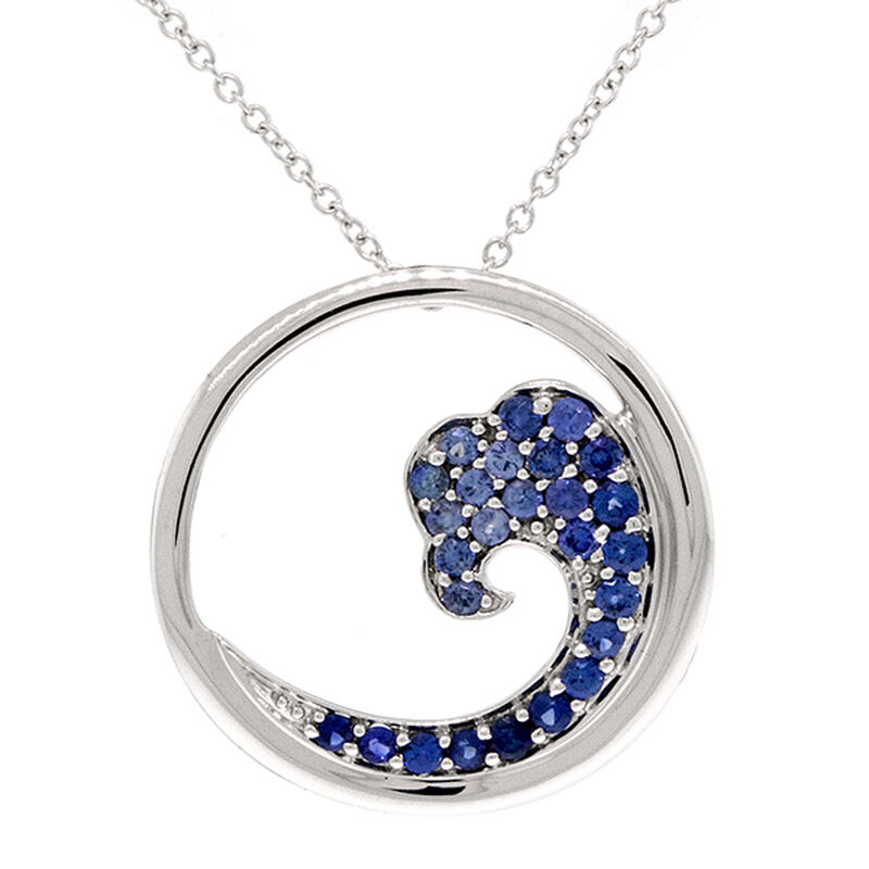 Ombre Sapphire Ocean Wave necklace 14K image number 1