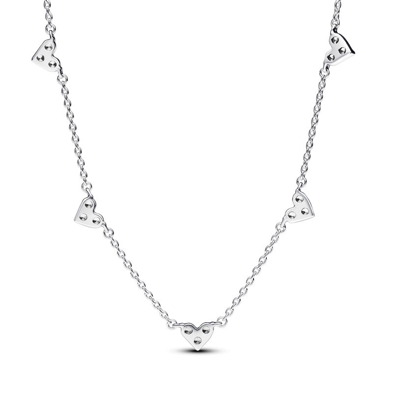 Pandora Triple Stone Heart Station Chain Necklace image number 1