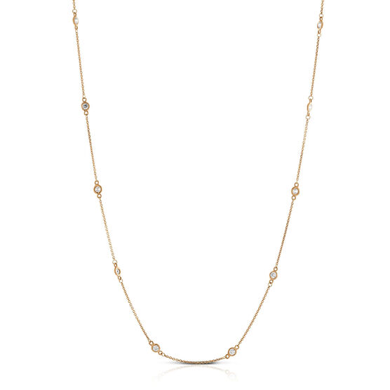 Rose Gold Bezel Set 12-Station Diamond Necklace 14K