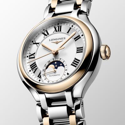 Longines Primaluna Moonphase White Dial Watch, 34mm