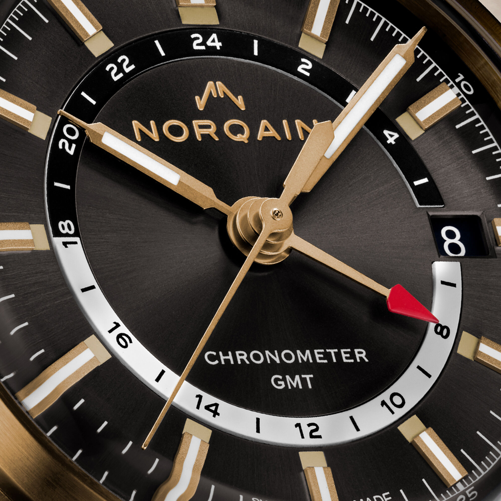 NORQAIN Freedom 60 GMT Bronze Anthracite Black Dial Watch, 40mm