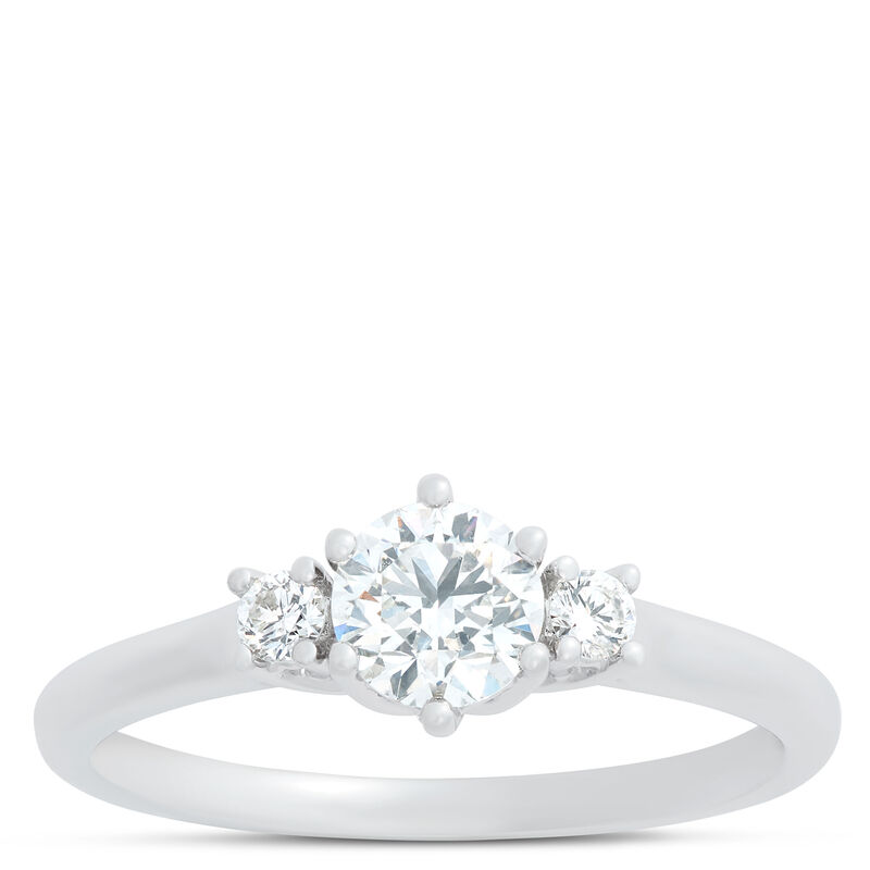 Low Profile Round Diamond Engagement Ring, 14K White Gold image number 0