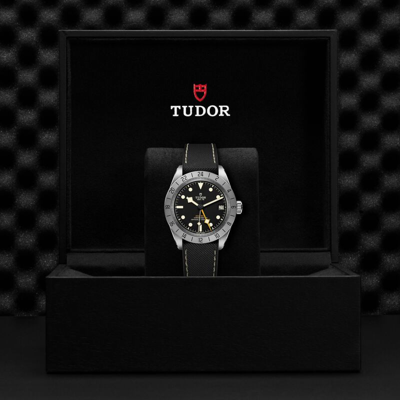 TUDOR Black Bay Pro Watch Steel Case Black Dial Rubber And Leather Strap, 39mm image number 4