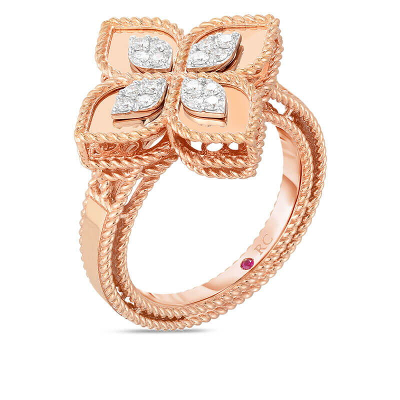 Roberto Coin Princess Flower Diamond Ring 18K image number 1