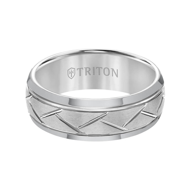 TRITON Contemporary Comfort Fit Diagonal Cut Band in Grey Tungsten, 8 mm image number 2