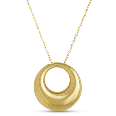Toscano Italian-Crafted Circle Pendant Necklace, 14K Yellow Gold