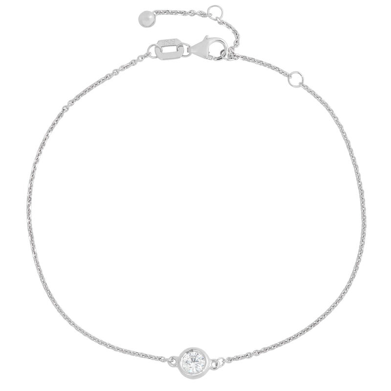 Bezel Set Diamond Bracelet, 14K White Gold image number 0