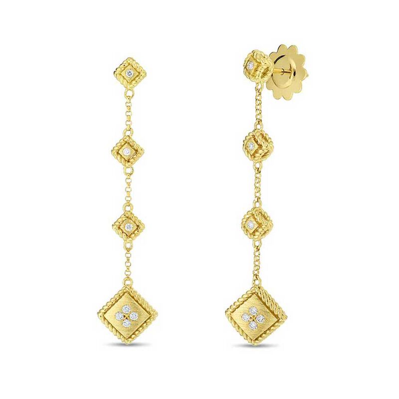 Roberto Coin Palazzo Ducale Satin 2-Drop Diamond Earrings 18K image number 0
