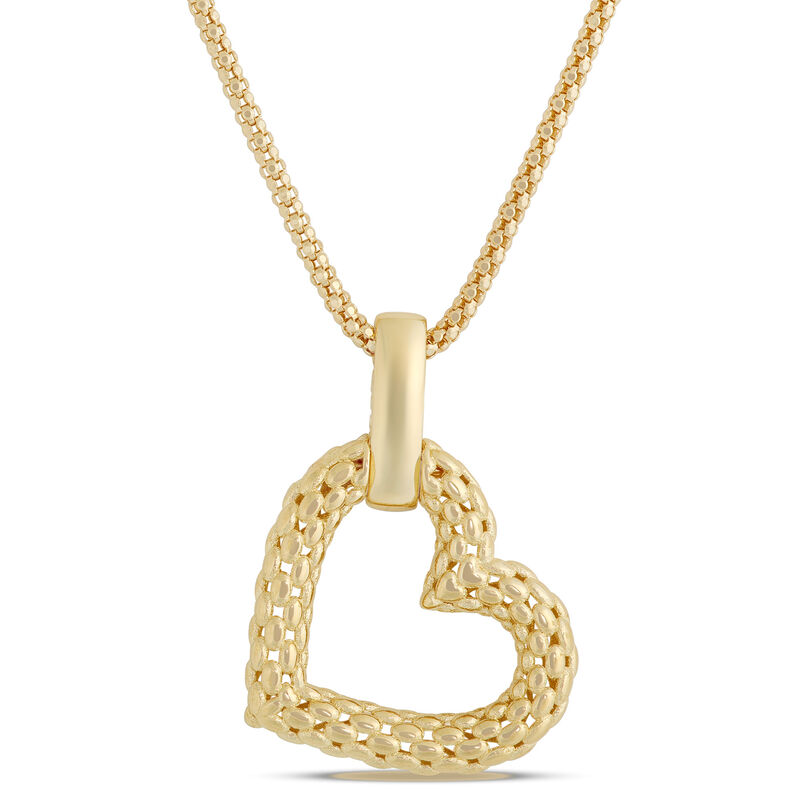 Quilted Heart Toscano Pendant Necklace in 14K Yellow Gold image number 0