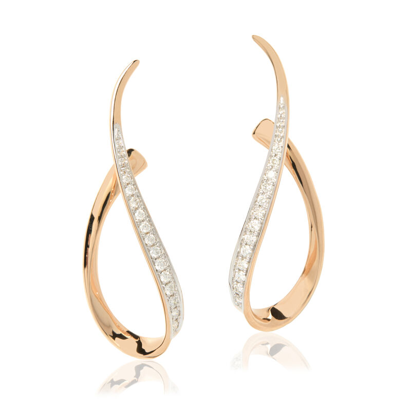 Diamond Loop Dangle Earrings, 14K Rose Gold image number 0
