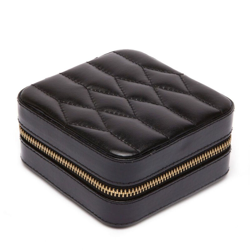 WOLF Caroline Black Leather Zip Travel Case image number 2