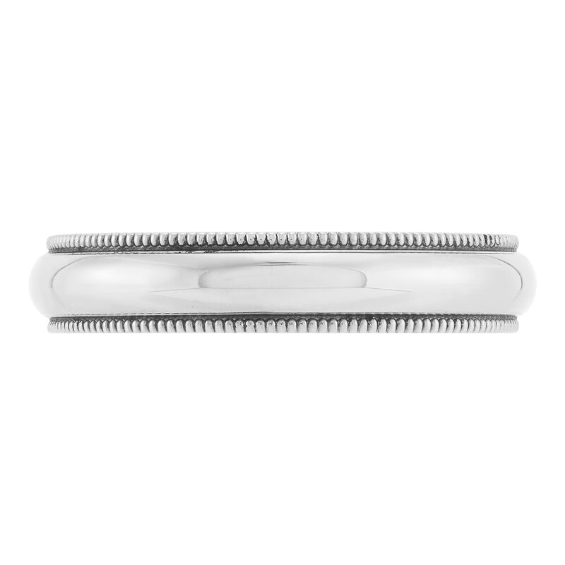 White Gold Polished Milgrain Edge Comfort Fit 4mm Band 14K image number 2