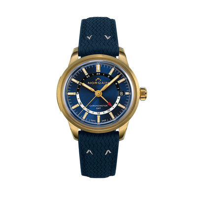NORQAIN Limited Edition Freedom 60 GMT Watch Blue Strap, 40mm