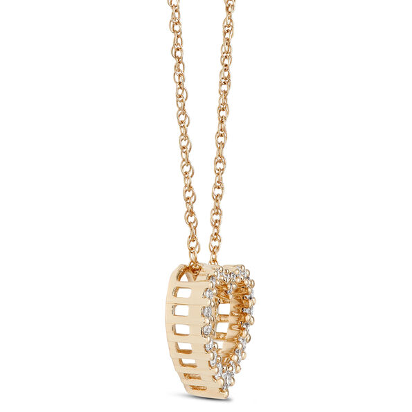 Heart Shaped Diamond Pendant Necklace, 14K Yellow Gold