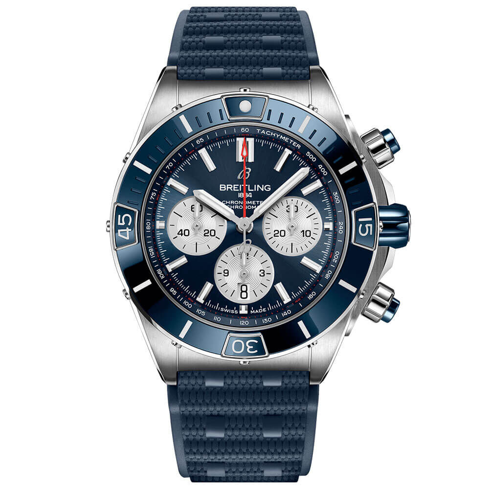 Breitling Super Chronomat B01 44 Blue Rubber Watch, 44mm