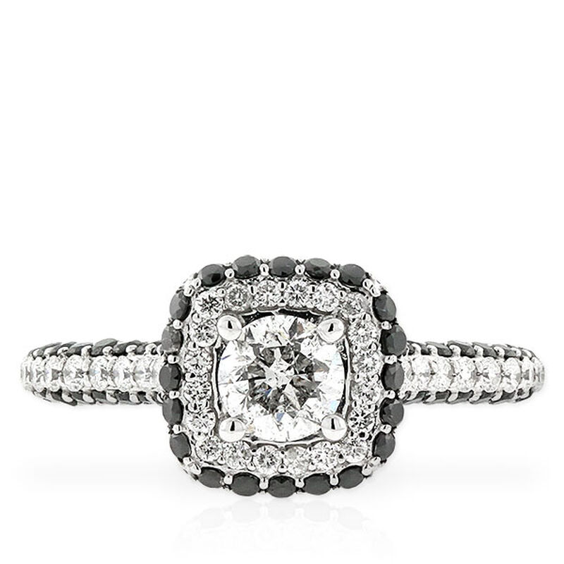 Black & White Diamond Ring 14K image number 5