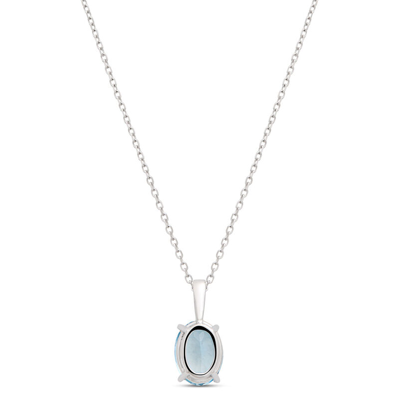 Oval Aquamarine Pendant, 14K White Gold image number 2