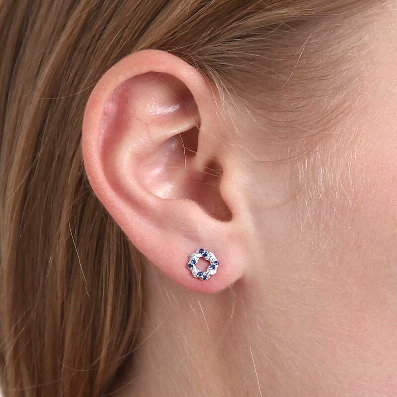 Sapphire & Diamond Swirl Knot Earrings 14K image number 1