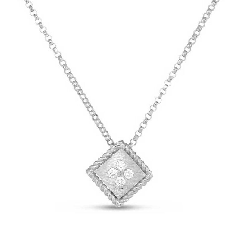 Roberto Coin Palazzo Ducale Satin Square Diamond Necklace 18K image number 1