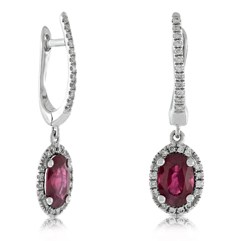 Dangle Ruby & Diamond Earrings 14K image number 1
