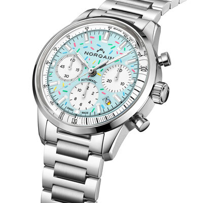 NORQAIN Freedom Chrono Enjoy Life "Sprinkles" Blue Dial Watch, 40mm