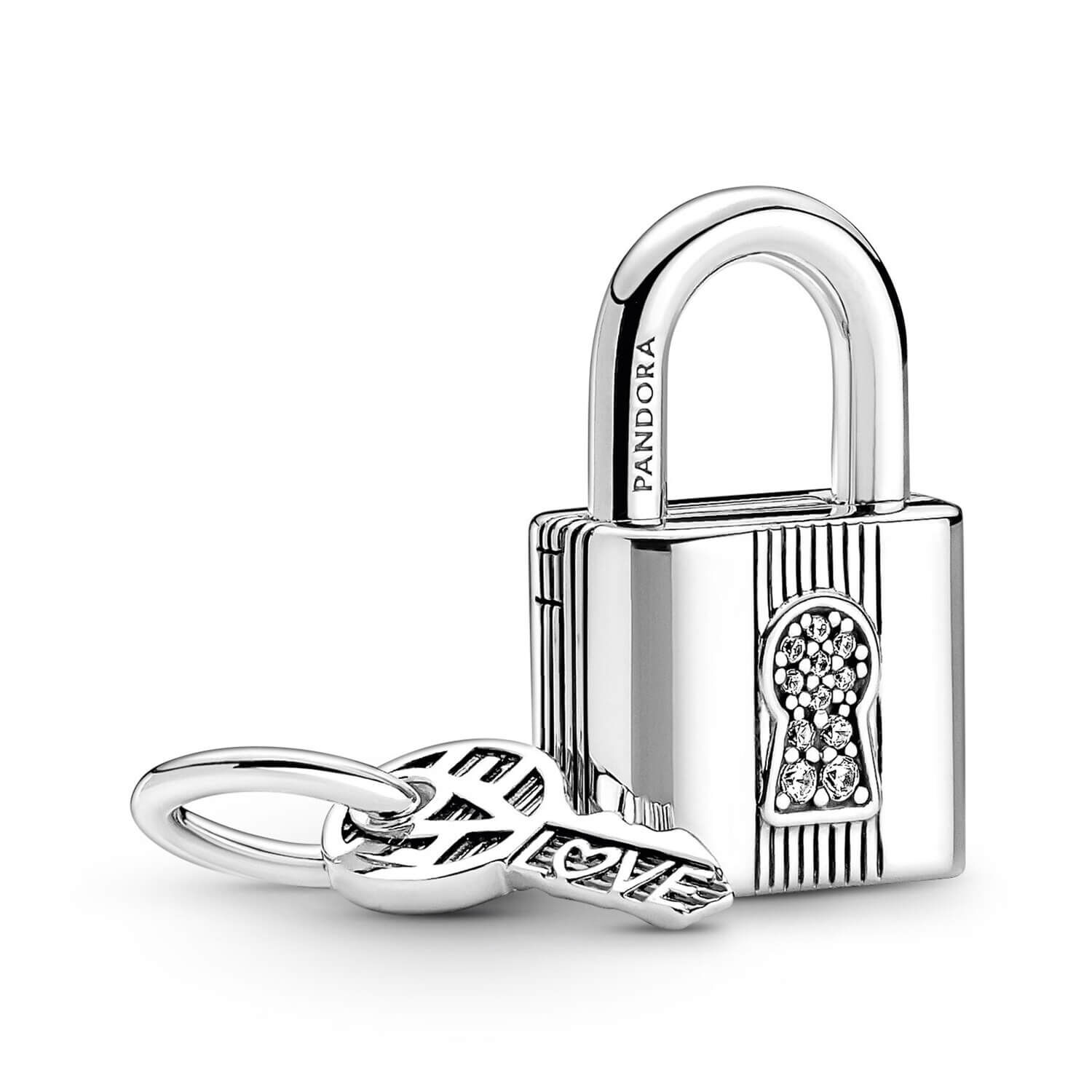 アクセサリー Padlock and Key Dangle Charm Pandora Padlock and Key CZ Dangle Charm