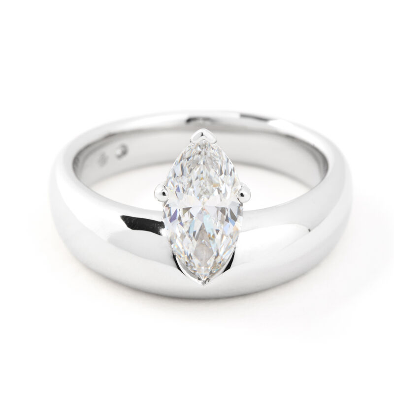 Bella Ponte Marquise Cut Half Bezel Engagement Ring, 14K White Gold image number 0