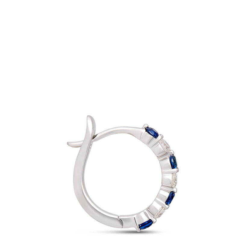 Sapphire and Round Diamond Hoops, 14K White Gold image number 1