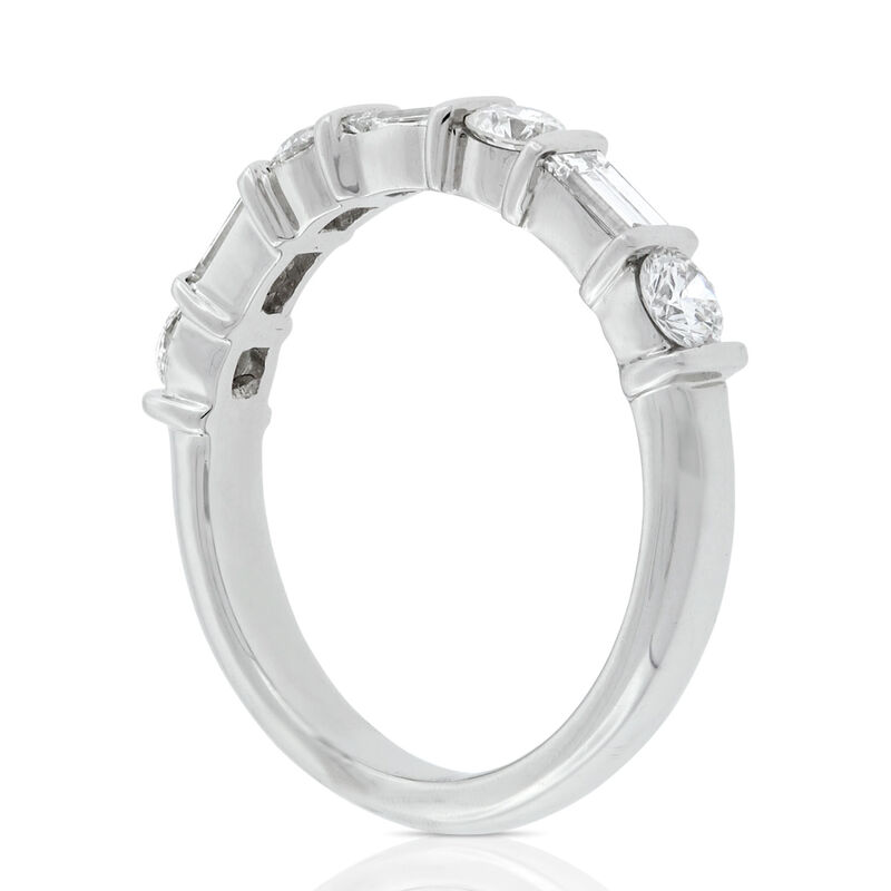 Baguette & Round Diamond Ring in Platinum, 1 ctw. image number 2