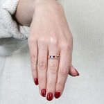 Rose Gold Rainbow Sapphire & Diamond Ring 14K