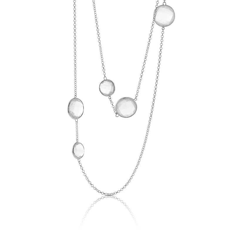White Quartz Station Necklace in Sterling Silver image number 0
