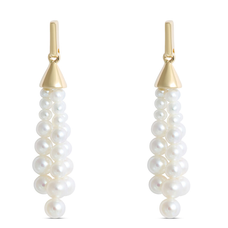 Cultured Pearl Cluster Drop Earrings, 14K Yellow Gold image number 0