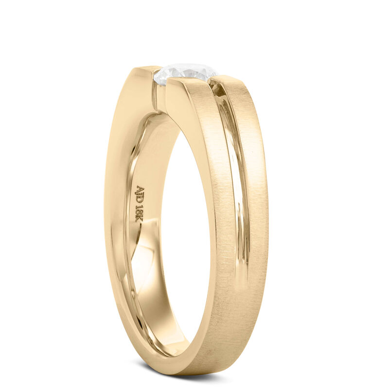Gents Negative Channel Diamond Ring, 18K Yellow Gold image number 2
