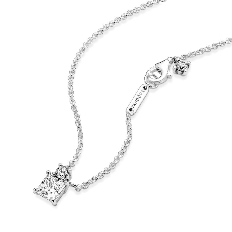 Pandora Sparkling Collier Round & Square CZ Pendant Necklace image number 3