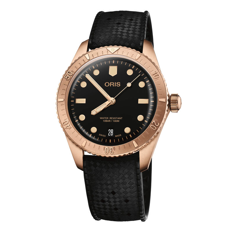 Oris Divers Sixty-Five Date Cotton Candy Sepia Watch Black Dial Black Rubber Strap, 38mm image number 0