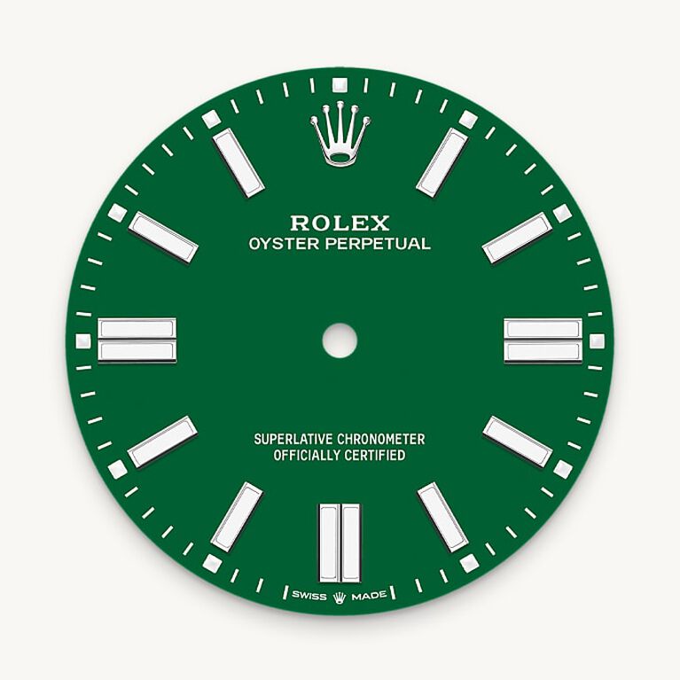 rolex oyster perpetual in oystersteel, m134300-0004 - green dial - ben bridge