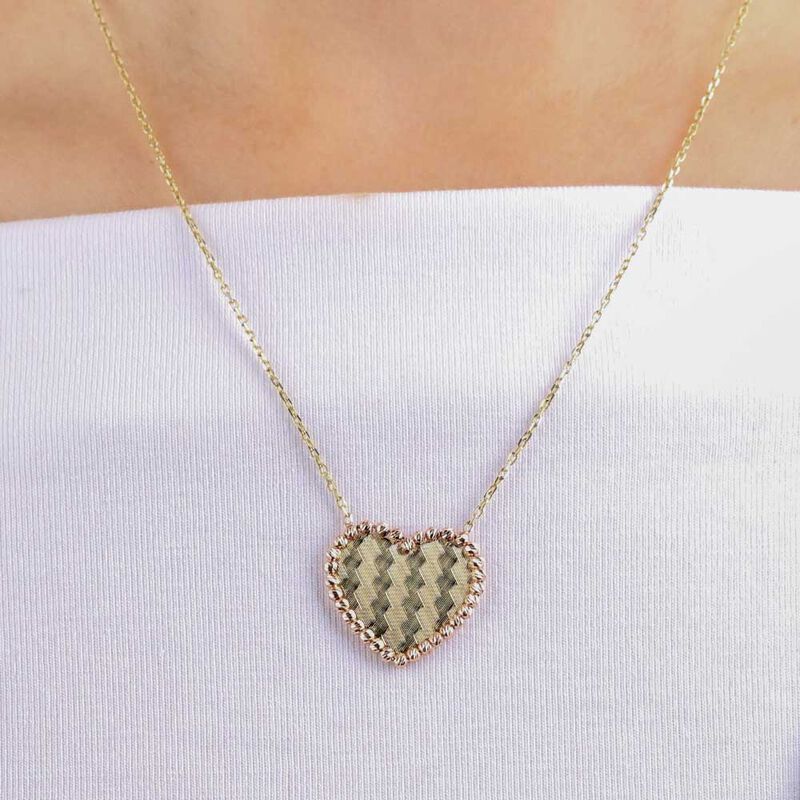Toscano Yellow & Rose Gold Heart Necklace 14K image number 2