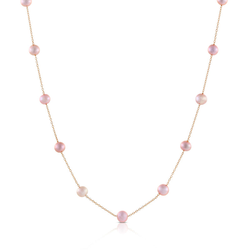 Rose Gold Freshwater Cultured Pearl Necklace 14K image number 1