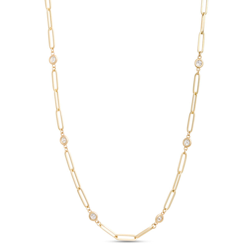 Classic 18-Inch Round Diamond Station Necklace, 1 &frac12; Total Carat Weight, 14K Yellow Gold image number 1
